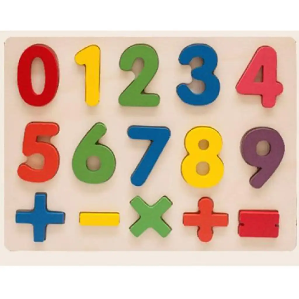 Színes fa formaillesztő puzzle számokkal 15db-os készlet kép 1