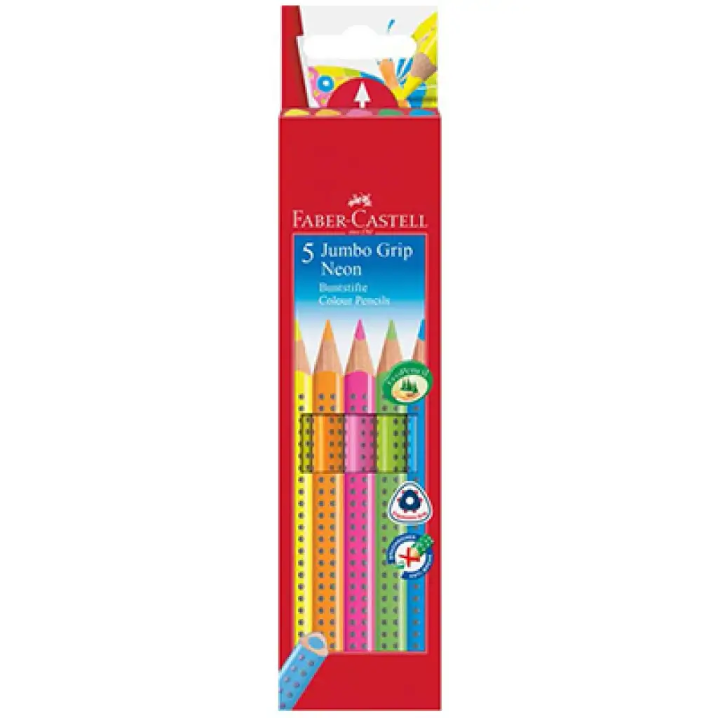 Faber-Castell: GRIP Jumbo Neon színesceruza készlet - 5db kép 1