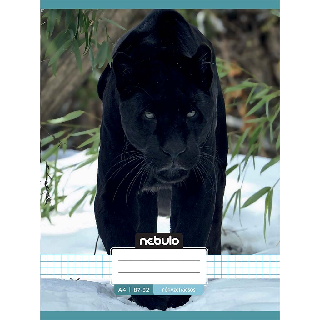 Nebulo: Geheftetes kariertes Heft mit schwarzem Panther-Muster 87-32 A/4