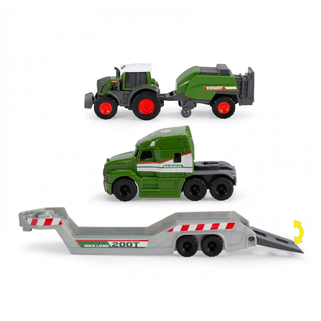 Mikro-Transport-Lkw mit Fendt-Traktor und Ballenpresse – Dickie Toys kép 3