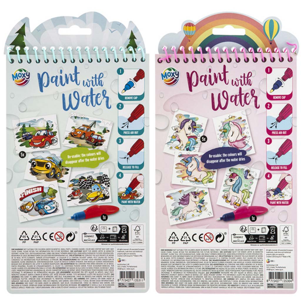 Malen Sie mit Wasser 5 flache 23x14cm verschiedene. kép 2