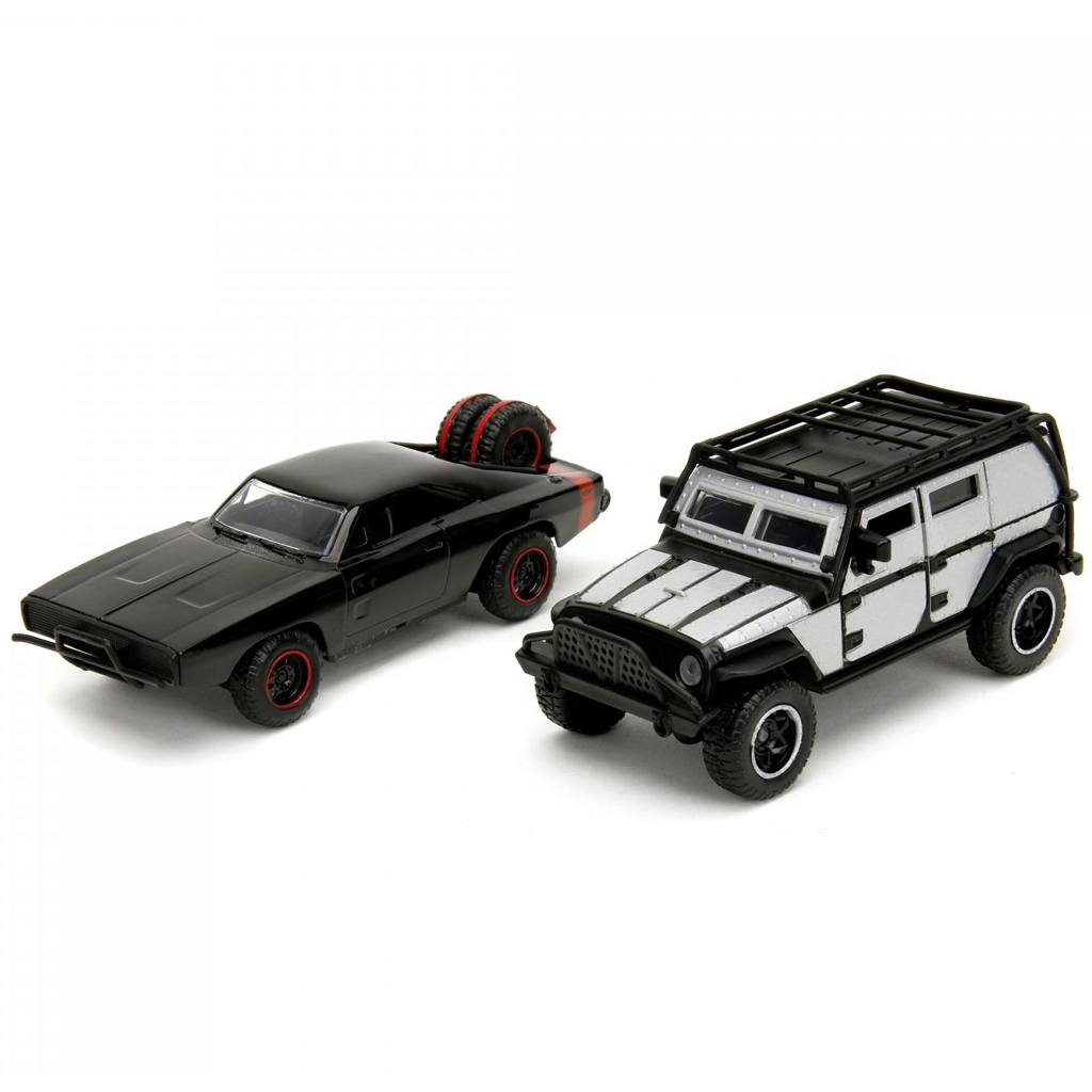 Fast & Furious: Legacy Serie Dom’s Dodge Charger R/T & Tej’s Jeep Wrangler Metall-Automodell-Set 1/32 – Jada Toys kép 2