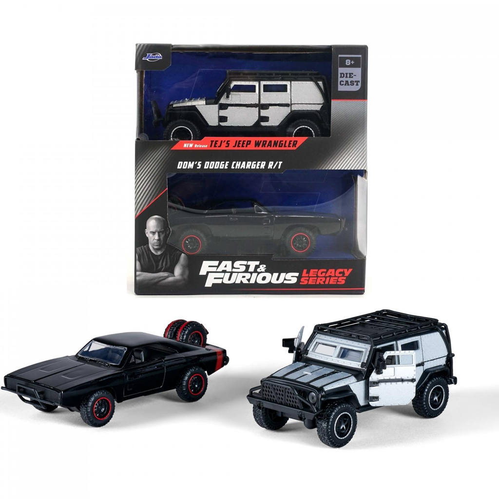 Fast & Furious: Legacy Serie Dom’s Dodge Charger R/T & Tej’s Jeep Wrangler Metall-Automodell-Set 1/32 – Jada Toys