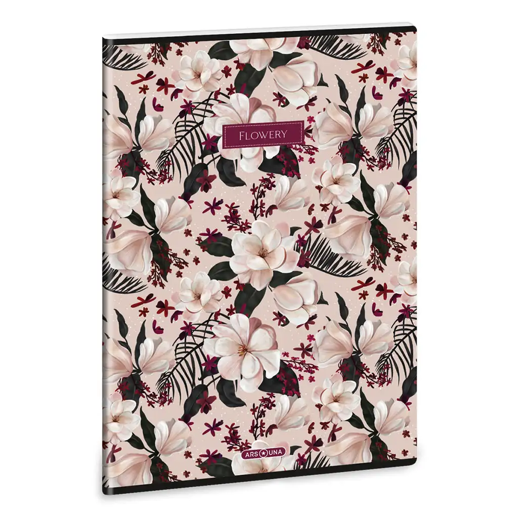 Ars Una: Flowery Pink extra kapcsos kockás füzet A/4 kép 1