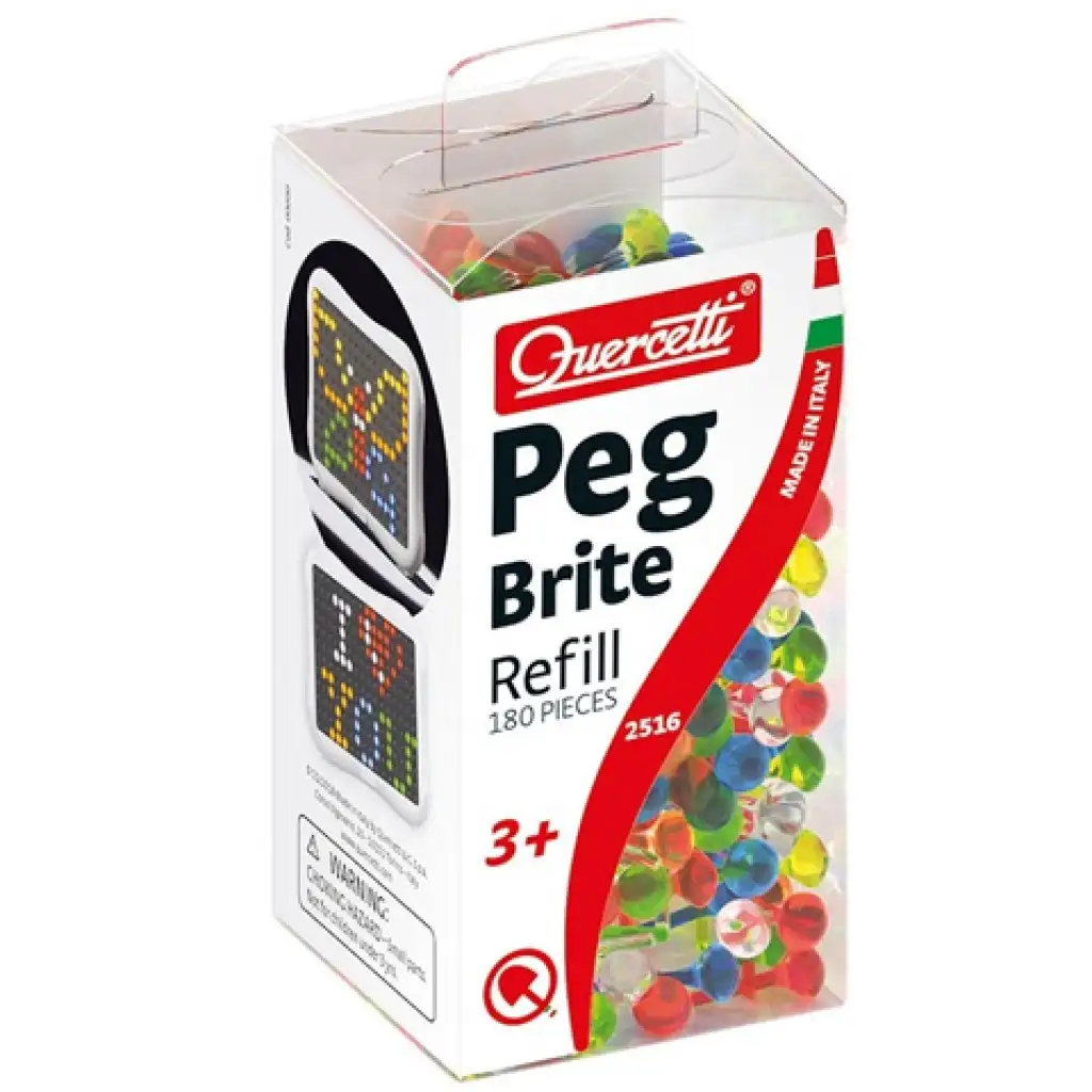 Quercetti: Peg Brite leuchtende Kristallsteckperlen Nachfüllset 180 Stück