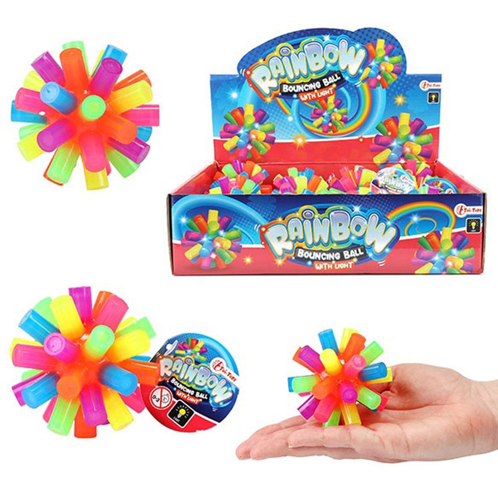 Fun Regenbogenfarbener leuchtender Hüpfball, 1 Stück