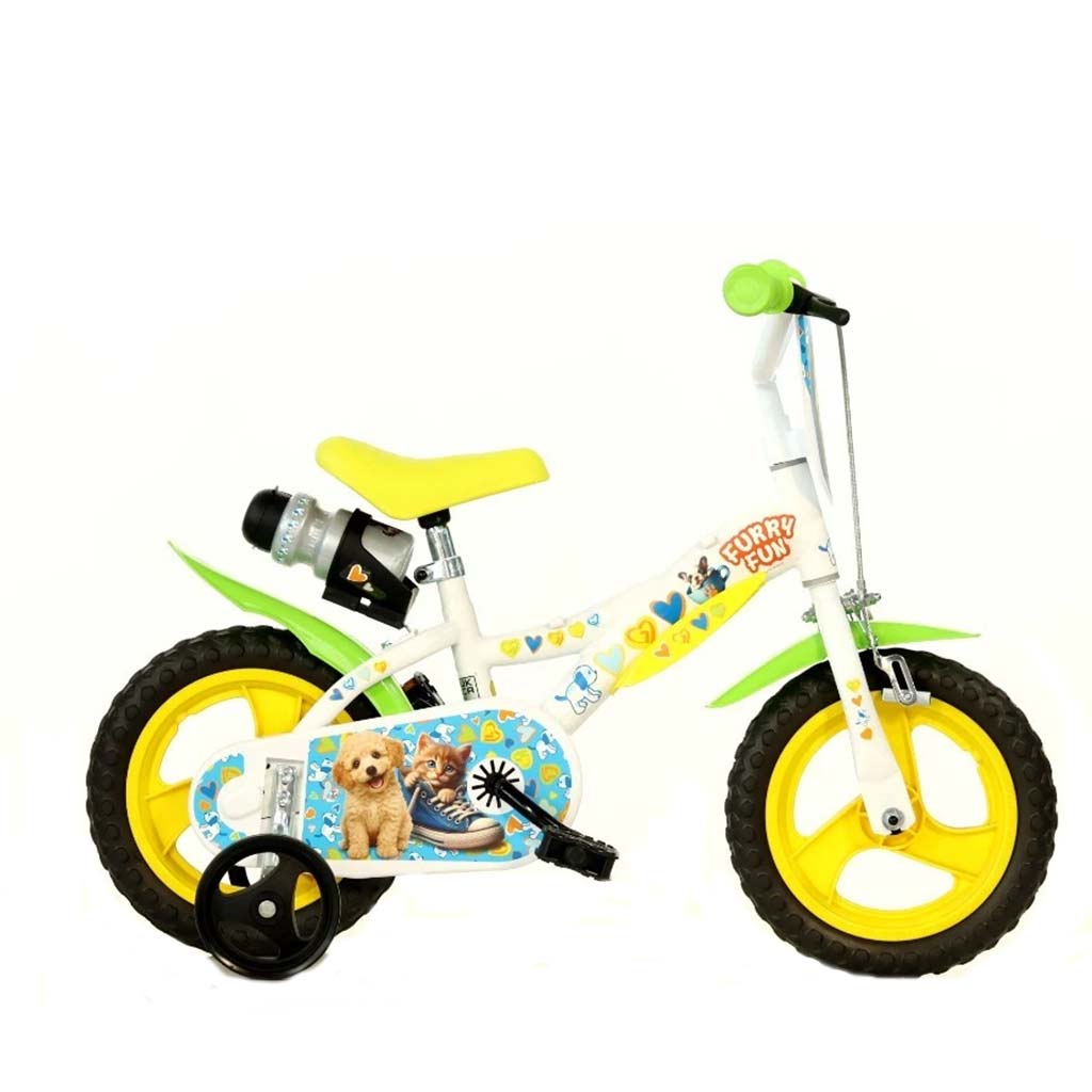 Furry Fun Kinderfahrrad mit Hunde- und Katzenmotiven, Größe 12 – Dino Bikes kép 1