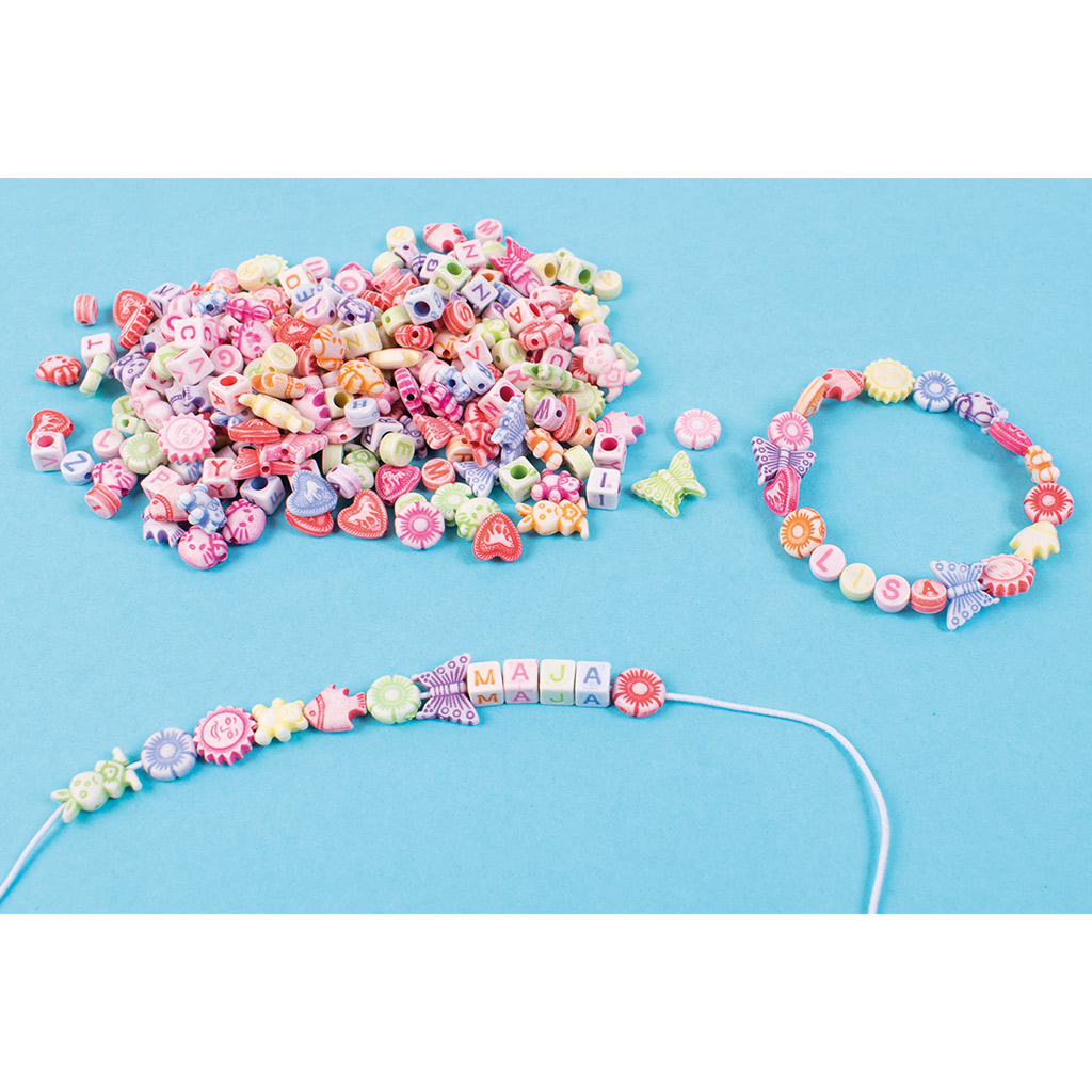 PlayBox: Märchenhafte Perlen zum Auffädeln mit Buchstaben, Perlen-Set, 350 Stück kép 3