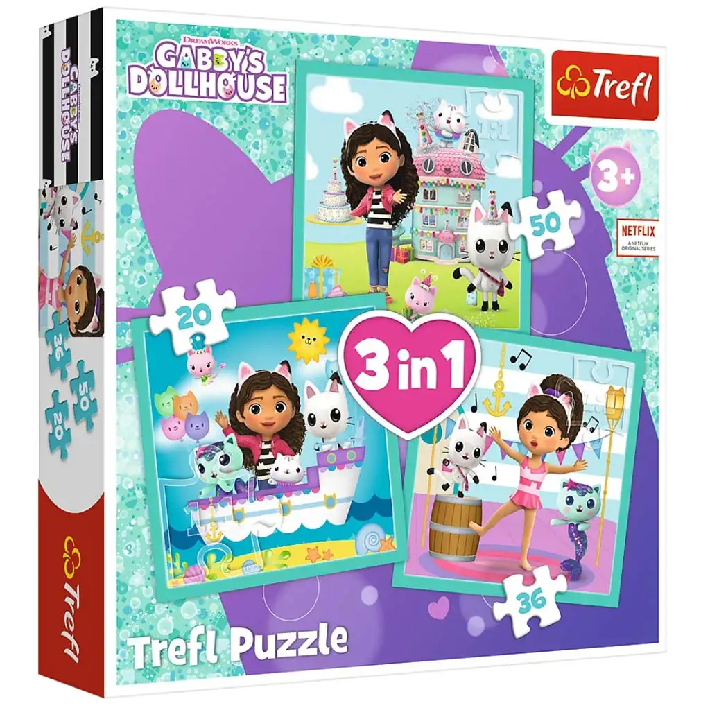 Gabis Puppenhaus: Aktivitäten 3-in-1 Puzzle - Trefl