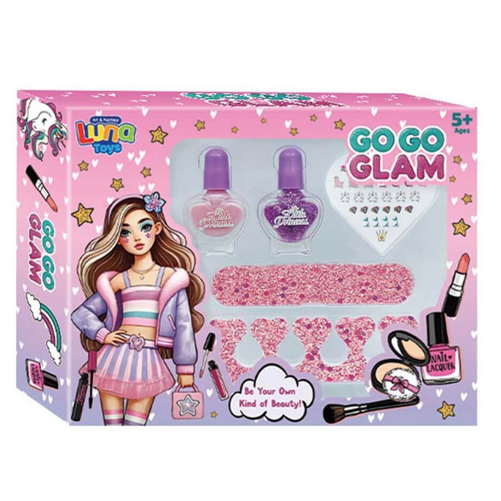 Luna: Go-Go Glam Maniküre-Set mit Kunstnägeln und Nagellack, 5-teilig
