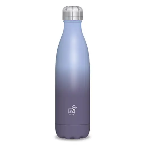 Világoskék-lila duplafalú fémkulacs 500ml kép 1