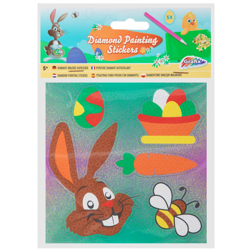 Grafix: Oster-Diamond-Painting-Aufkleber, 5er-Pack, in 2 Varianten, 1 Stück