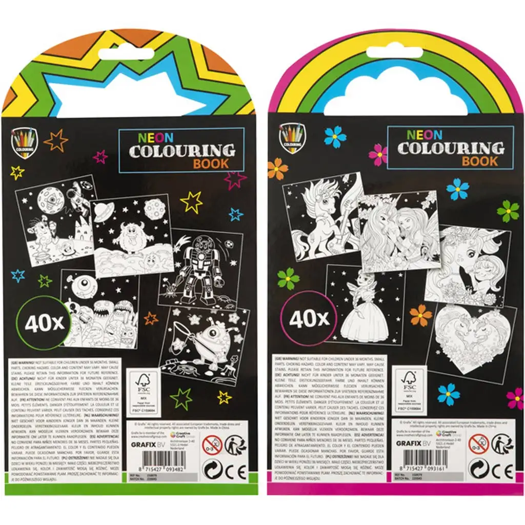 Grafix Neon Malset mit 40 Blättern und 5 Filzstiften kép 2
