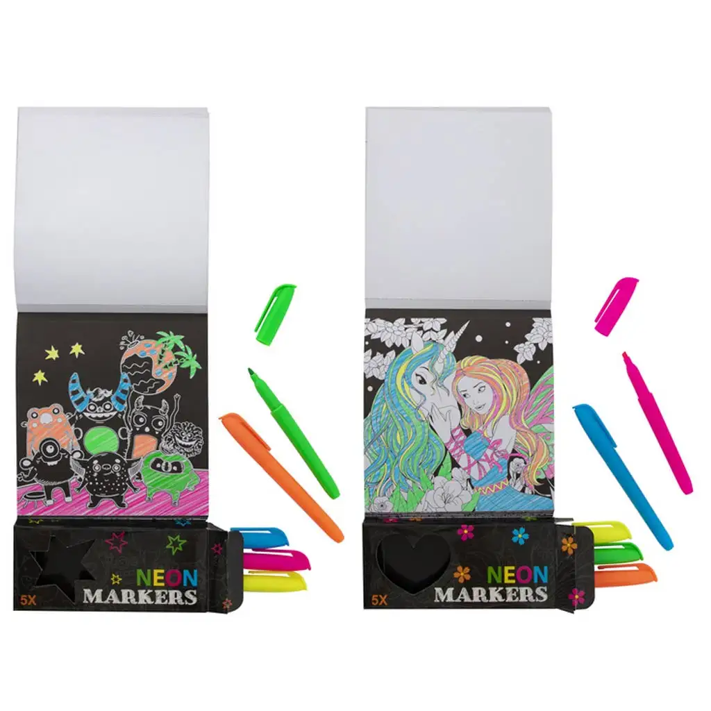 Grafix Neon Malset mit 40 Blättern und 5 Filzstiften kép 3