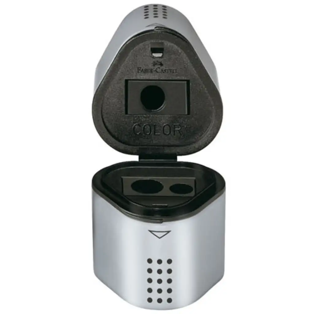 Faber-Castell: Grip Dreifach-Spitzer mit Behälter Silber