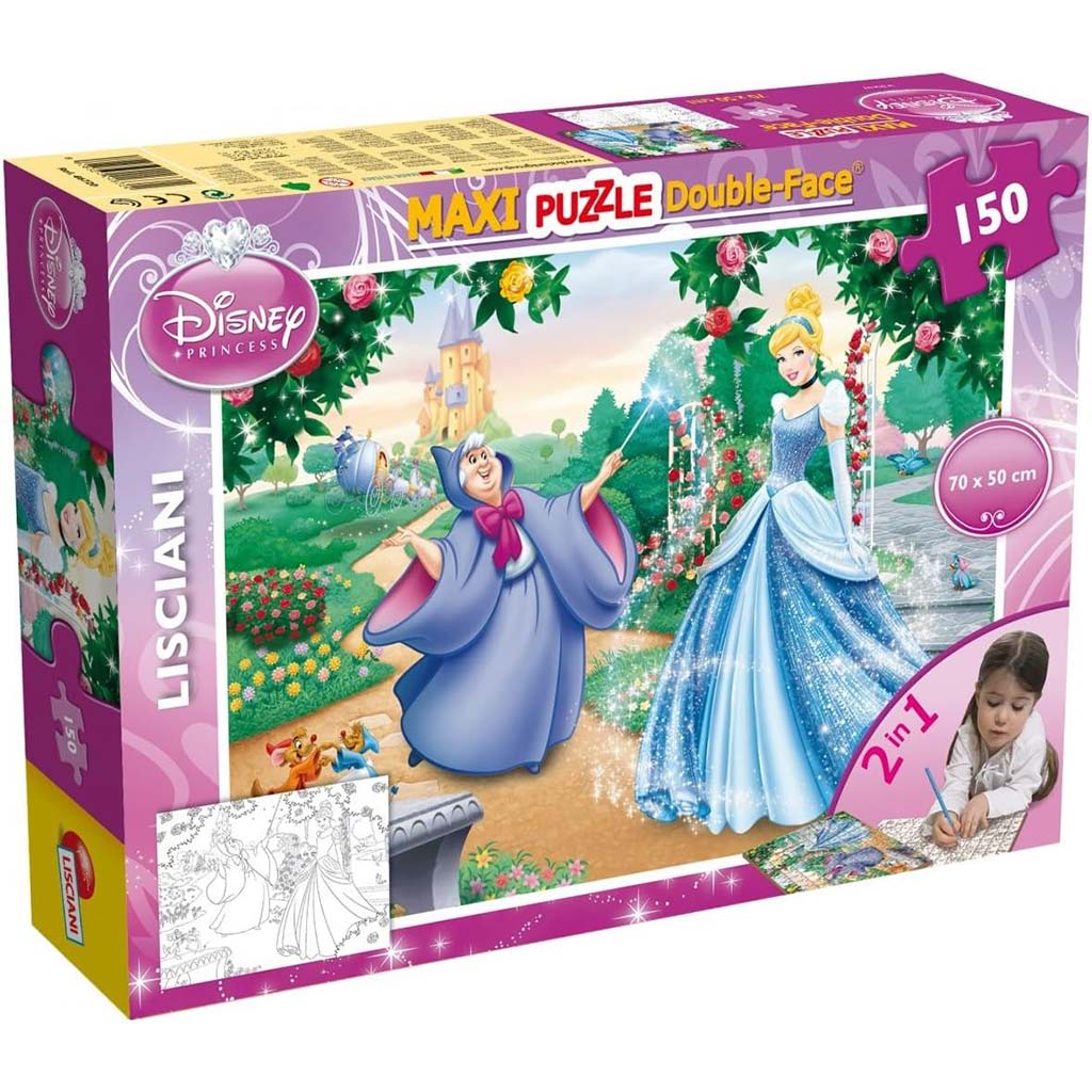 Disney Cinderella 2-in-1 Maxi 150-teiliges Puzzle und Malset 70x50cm - Lisciani