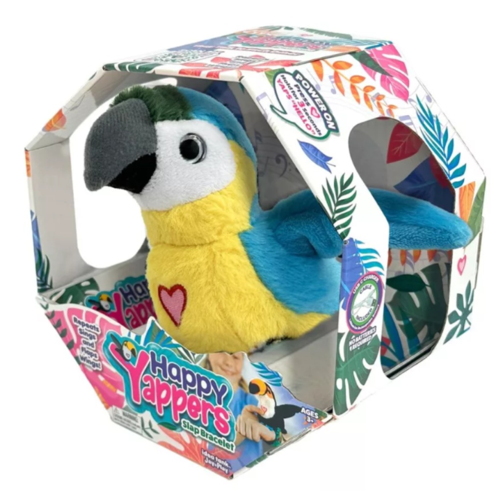 Happy Yappers interaktives Plüsch-Spielzeug blauer Papagei