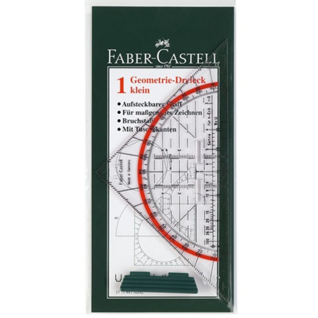 Faber-Castell: Háromszög alakú derékszög vonalzó szögmérővel kép 1