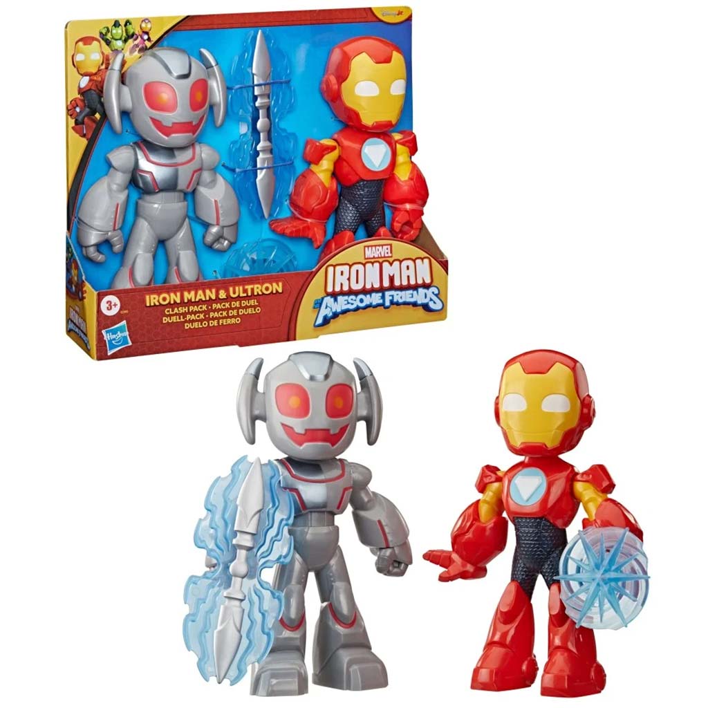 Marvel: Iron Man Awesome Friends – Iron Man und Ultron Clash-Figuren-Set, 23 cm – Hasbro