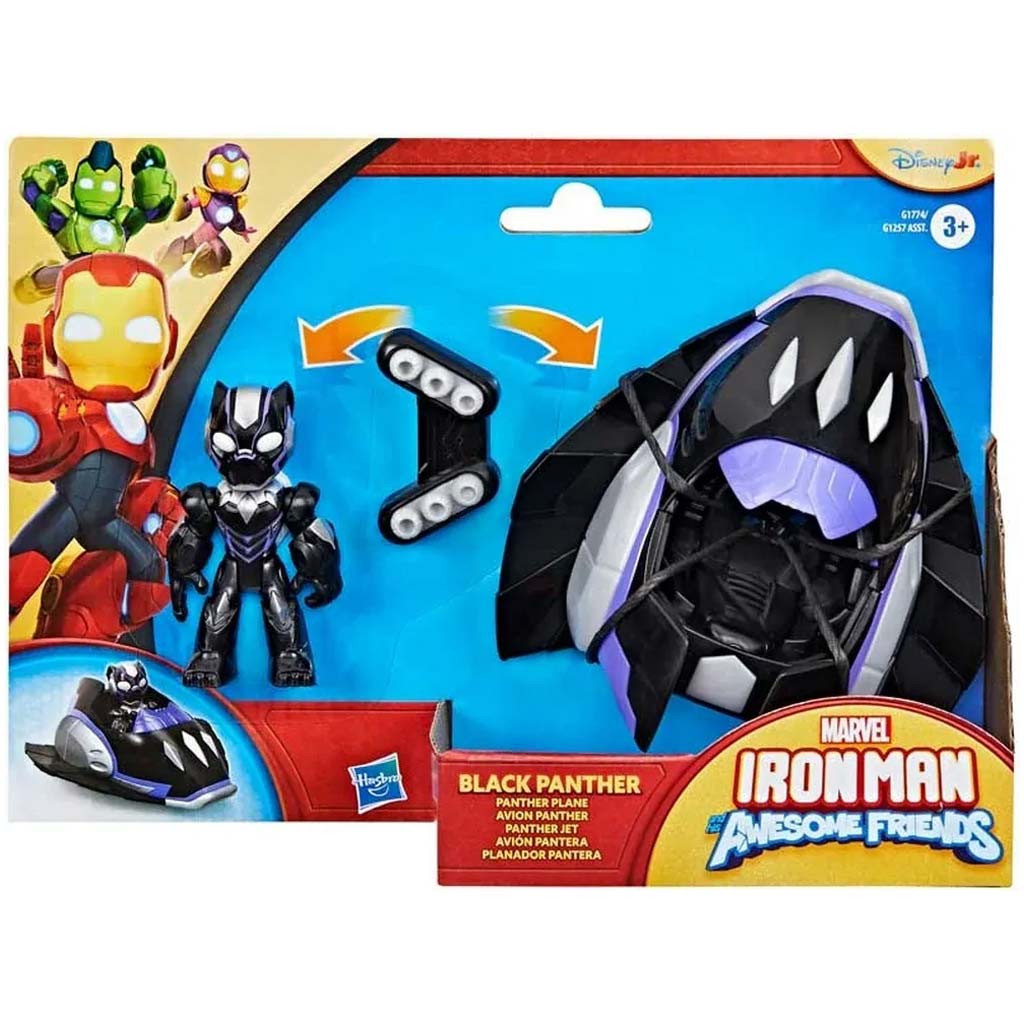Marvel Iron Man Fahrzeug – Black Panther und Panther Plane Flugzeug – Hasbro