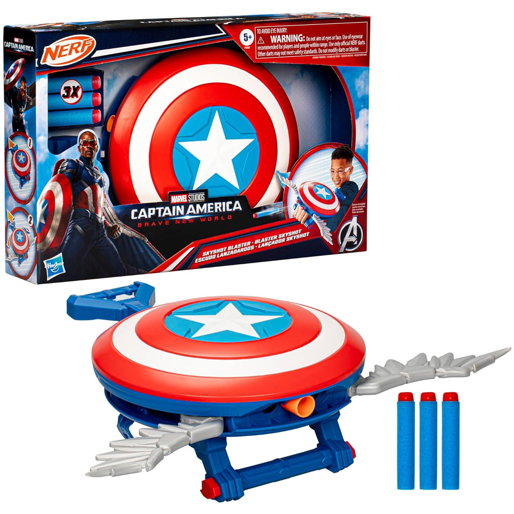 Nerf: Captain America – Schöne neue Welt Blaster Skyshot Schaumstoffschuss-Schild – Hasbro
