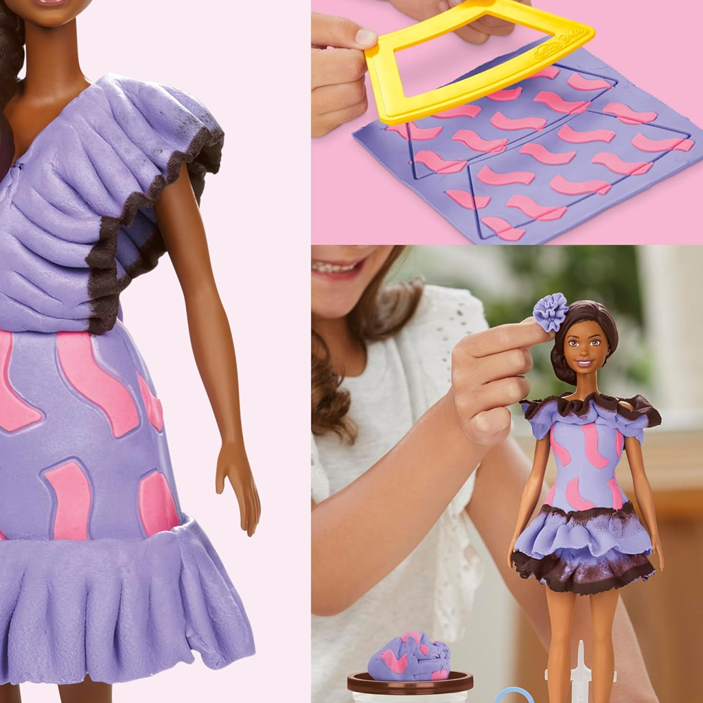 Play-Doh: Barbie Fashionista Rüschchen-Kleider Knet-Set mit Puppe - Hasbro kép 2