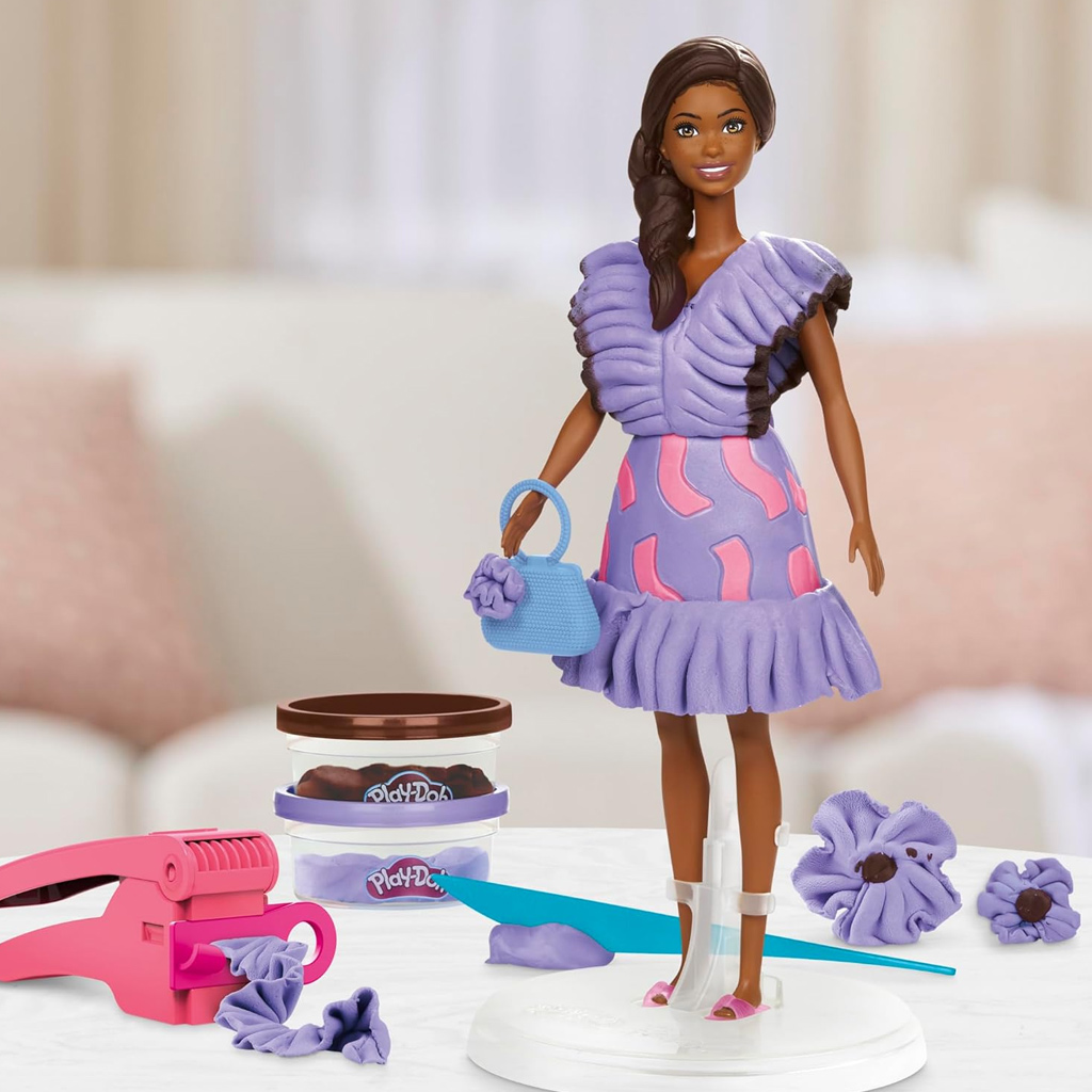 Play-Doh: Barbie Fashionista Rüschchen-Kleider Knet-Set mit Puppe - Hasbro kép 4