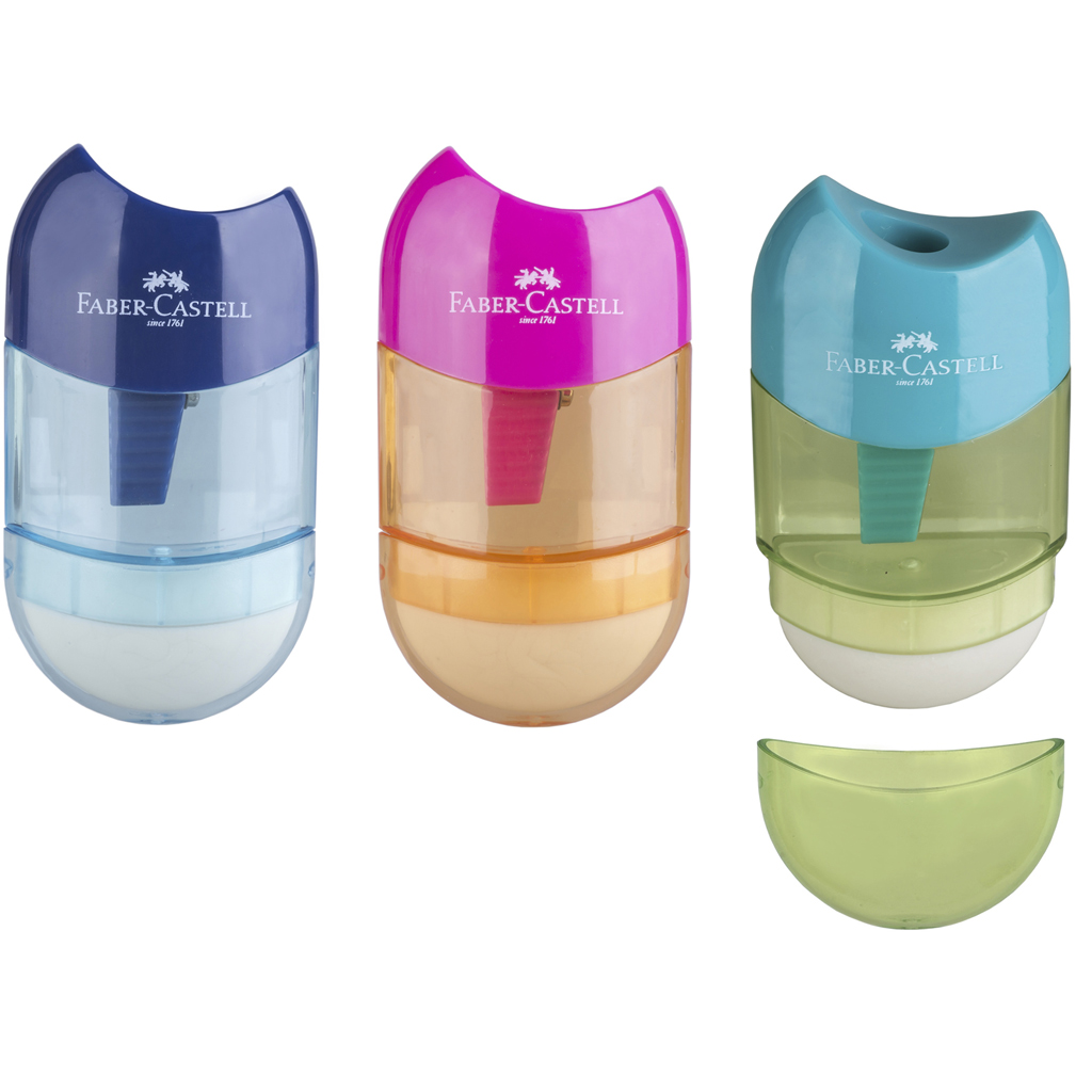 Faber-Castell: Trendige Farben Anspitzer mit Radiergummi in verschiedenen Ausführungen, 1 Stück