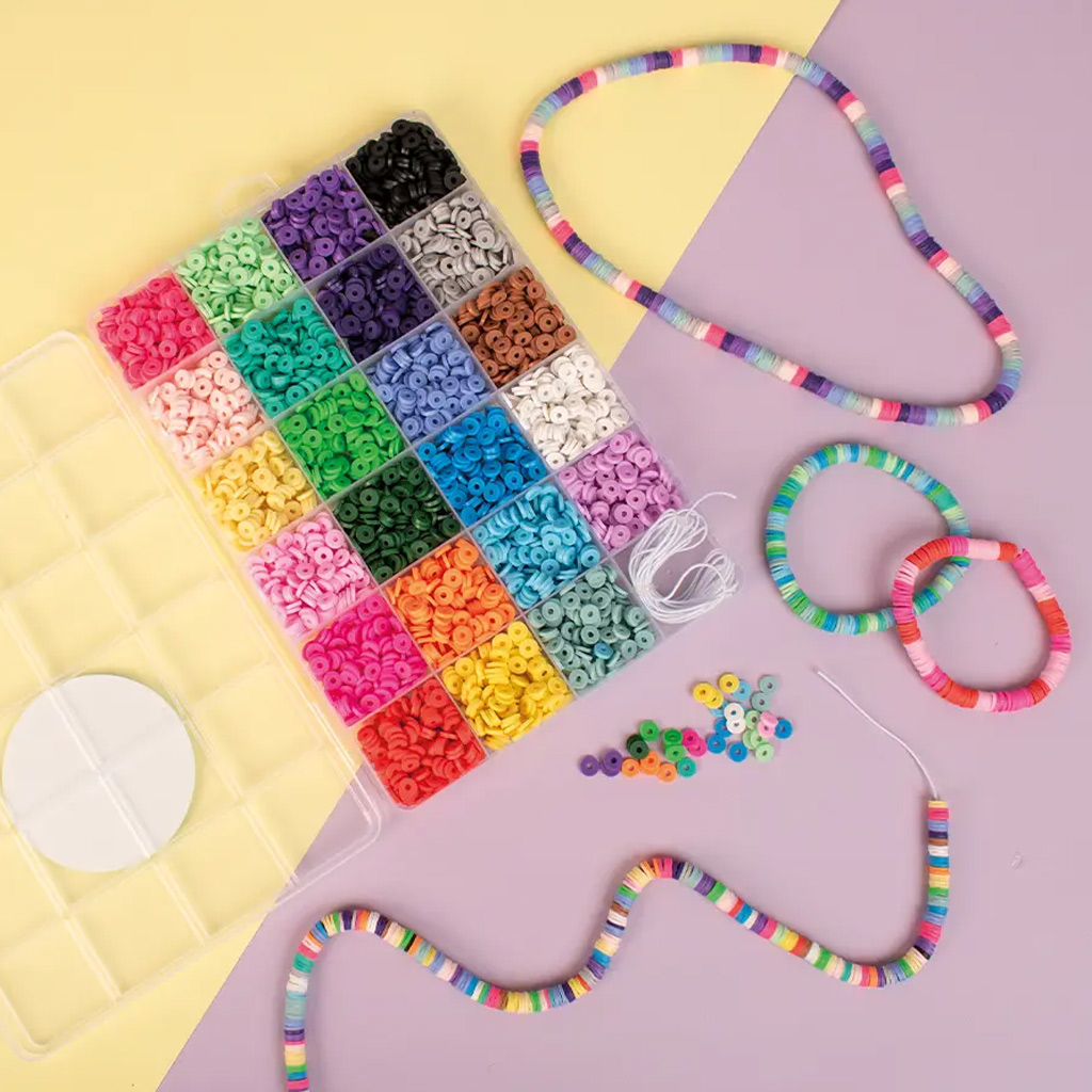 PlayBox: Heishi-Perlen zum Auffädeln in Aufbewahrungsbox, 3500-teiliges Set kép 2