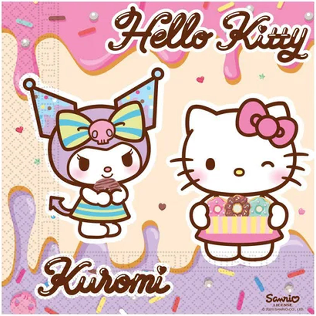 Hello Kitty és Kuromi papírszalvéta szett - 2 rétegű, 33x33cm, 20db kép 1