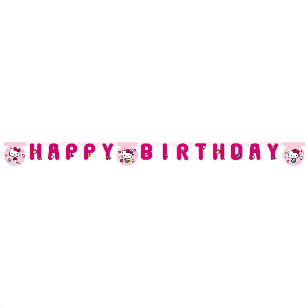 Hello Kitty szülinapi „Happy Birthday” feliratú party banner kép 1