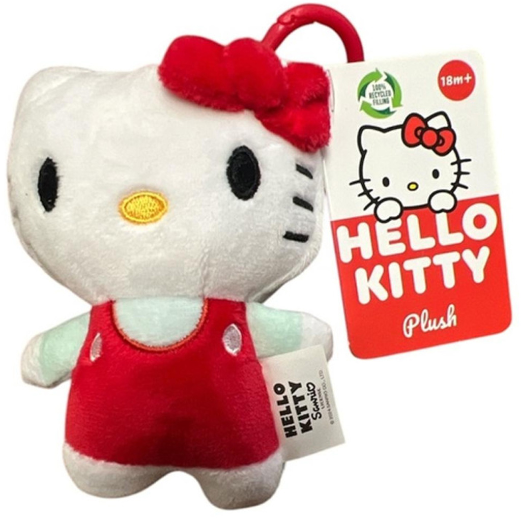 Hello Kitty plüss táskaklipp, 12 cm - piros kép 1