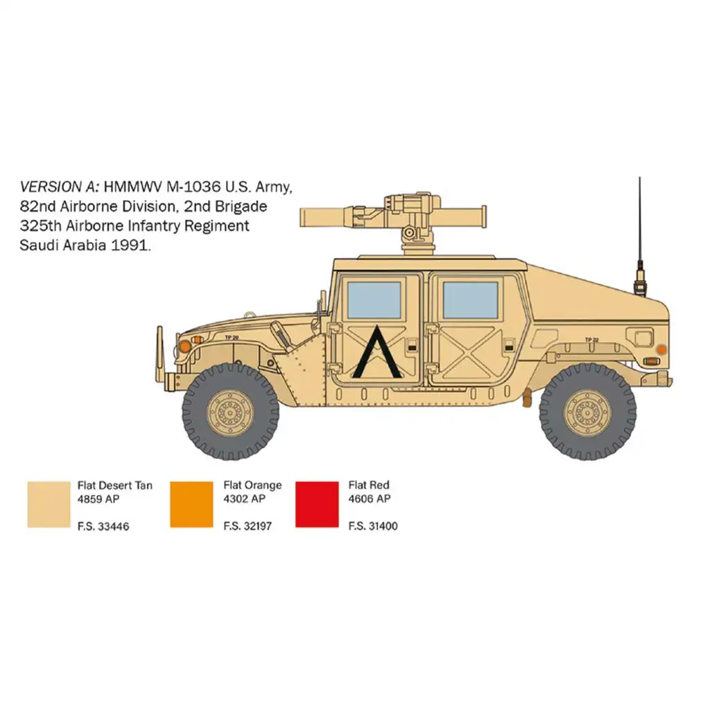 Italeri 1/35 HMMWV M1036 TOW Carrier katonai jármű makett kép 3