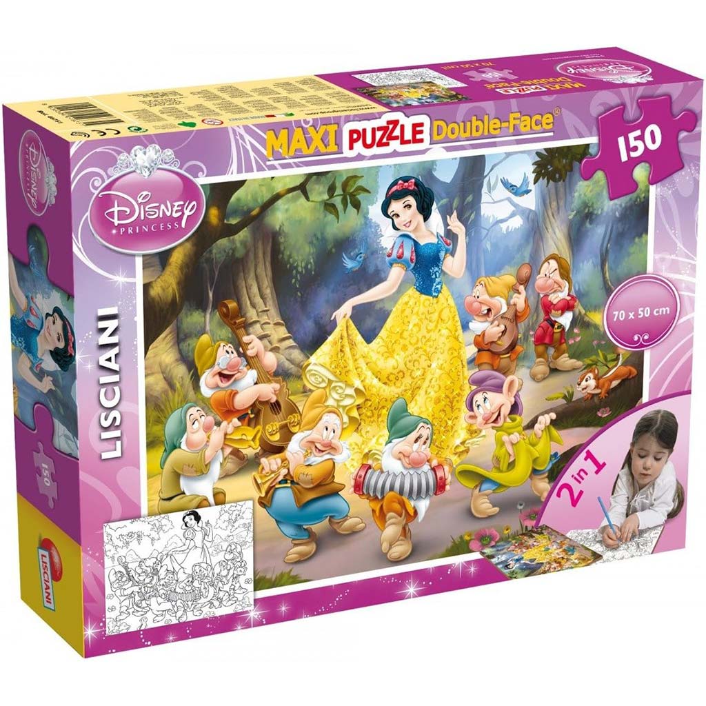 Disney Schneewittchen 2-in-1 Maxi-Puzzle mit 150 Teilen und Malvorlage 70x50cm – Lisciani