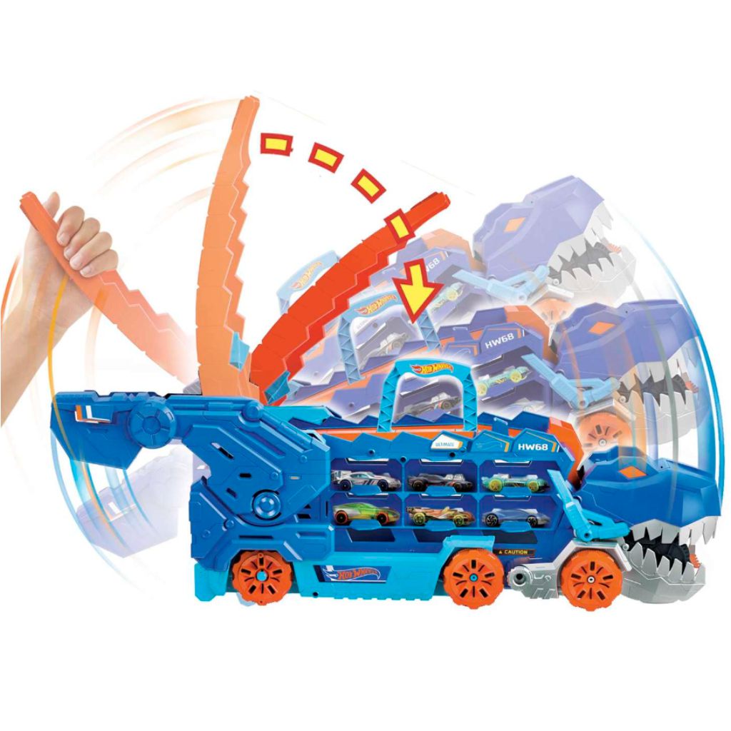 Hot Wheels City: Ultimativer, umwandelbarer Autotransporter T-Rex - Mattel kép 2