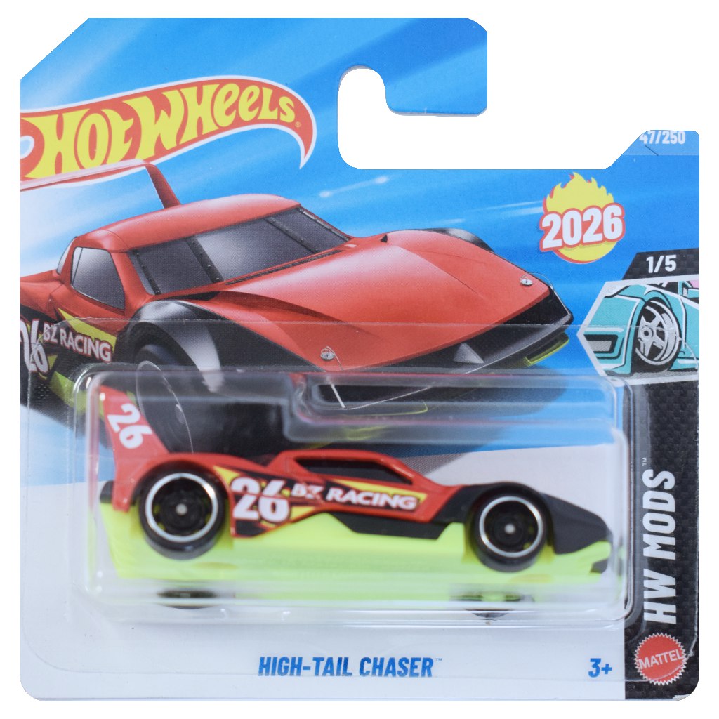 Hot Wheels: High-Tail Chaser rotes Spielzeugauto 1/64 – Mattel