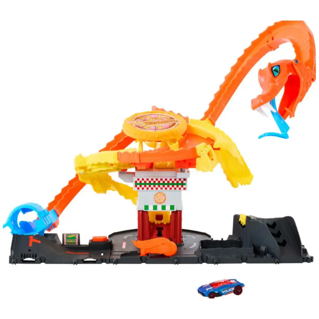 Hot Wheels City: Kobra-Angriff im Pizzaladen Spielset - Mattel kép 2