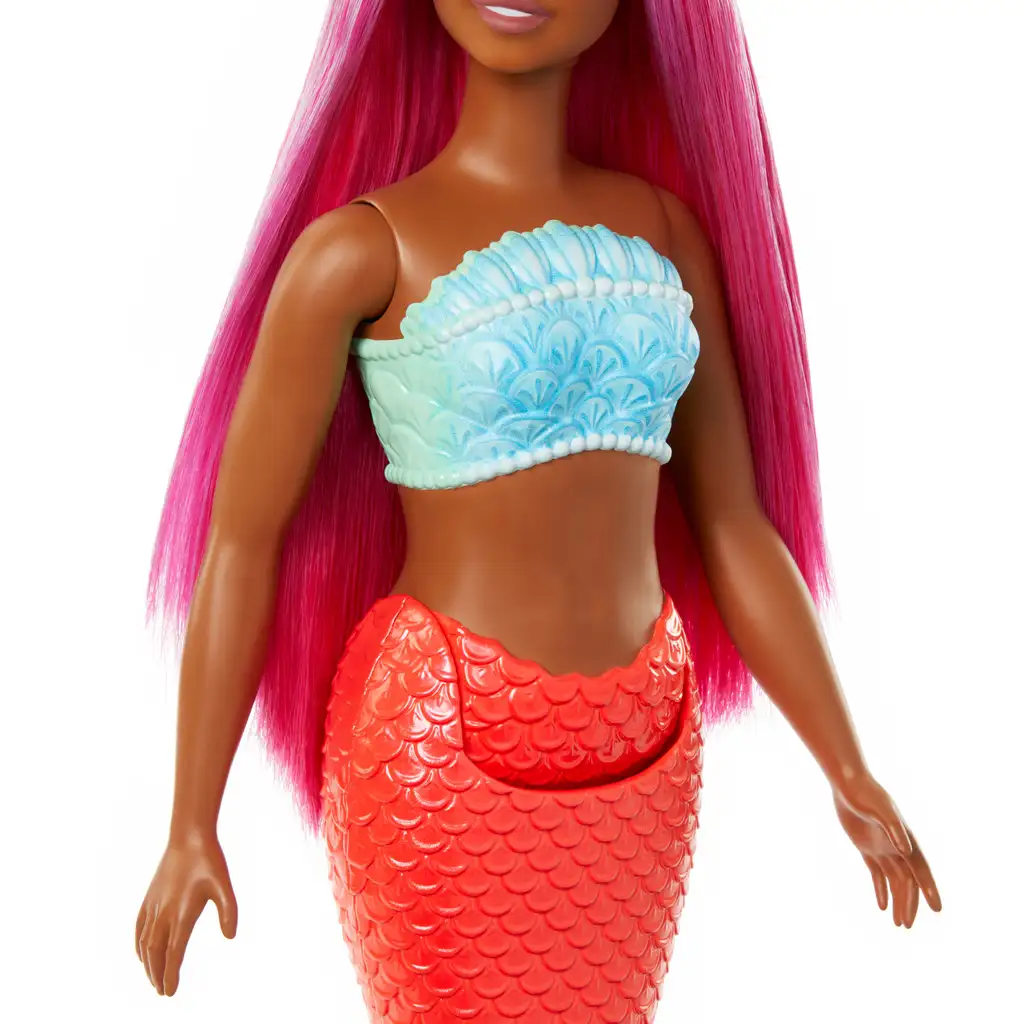 Barbie Dreamtopia: Meerjungfrau Puppe mit rosa Haaren und korallenfarbener Flosse - Mattel kép 4