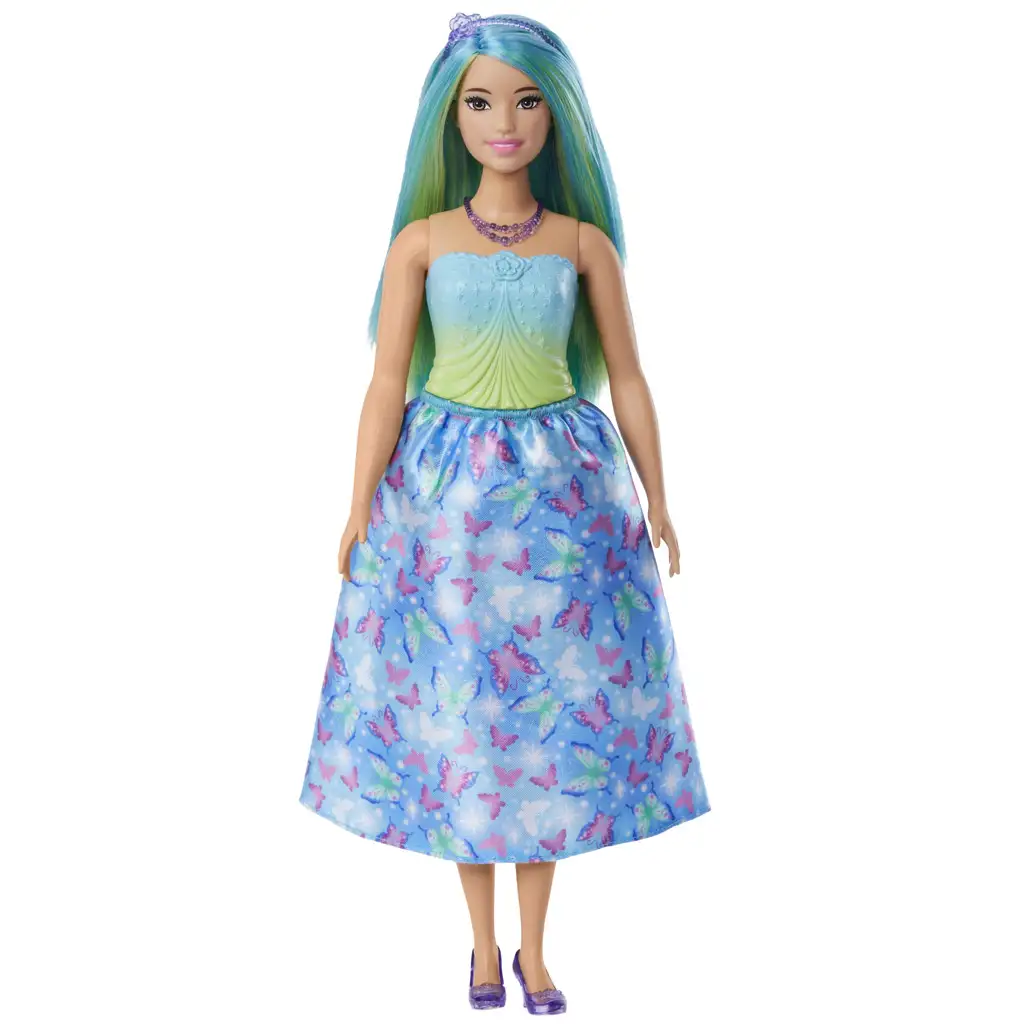 Barbie Dreamtopia: Prinzessin Puppe in blauem Schmetterlingskleid - Mattel kép 2