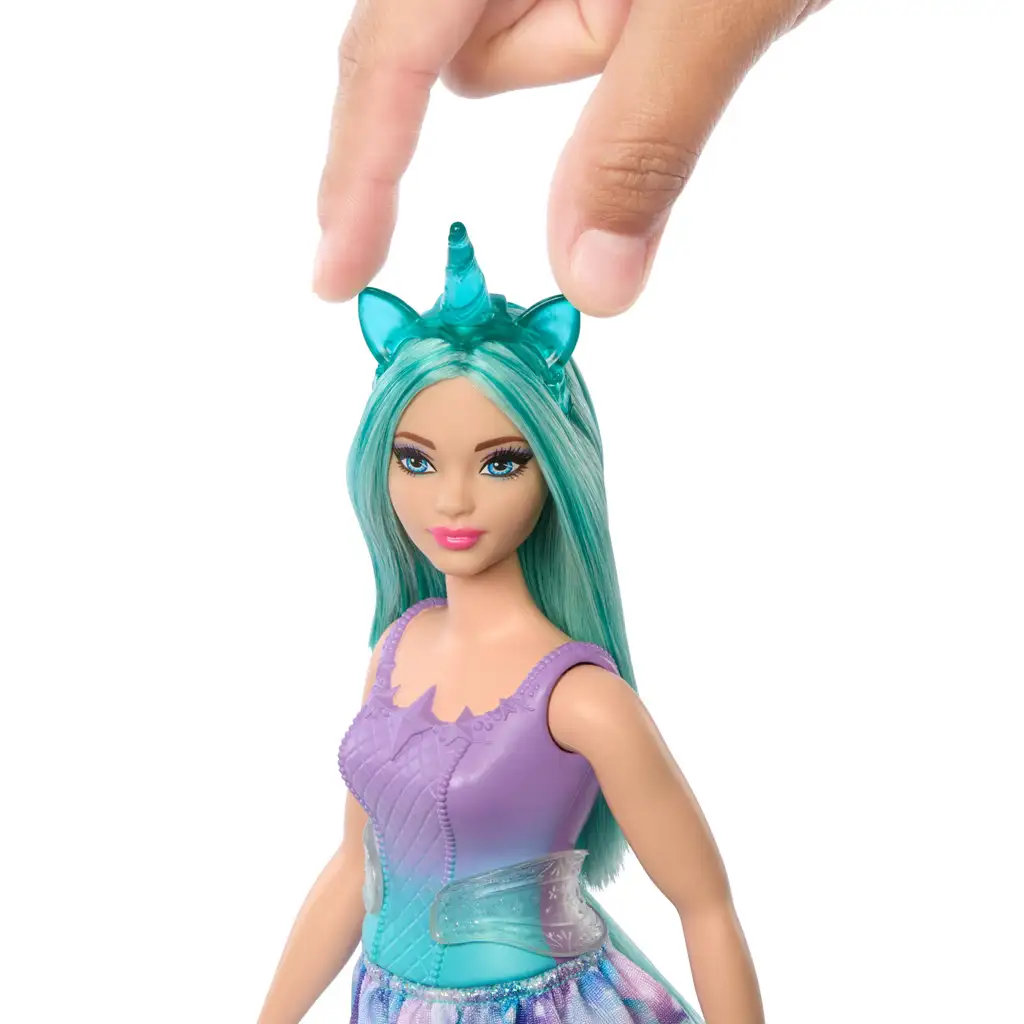 Barbie Dreamtopia: Einhorn-Puppe in blau-lila Kleid - Mattel kép 2