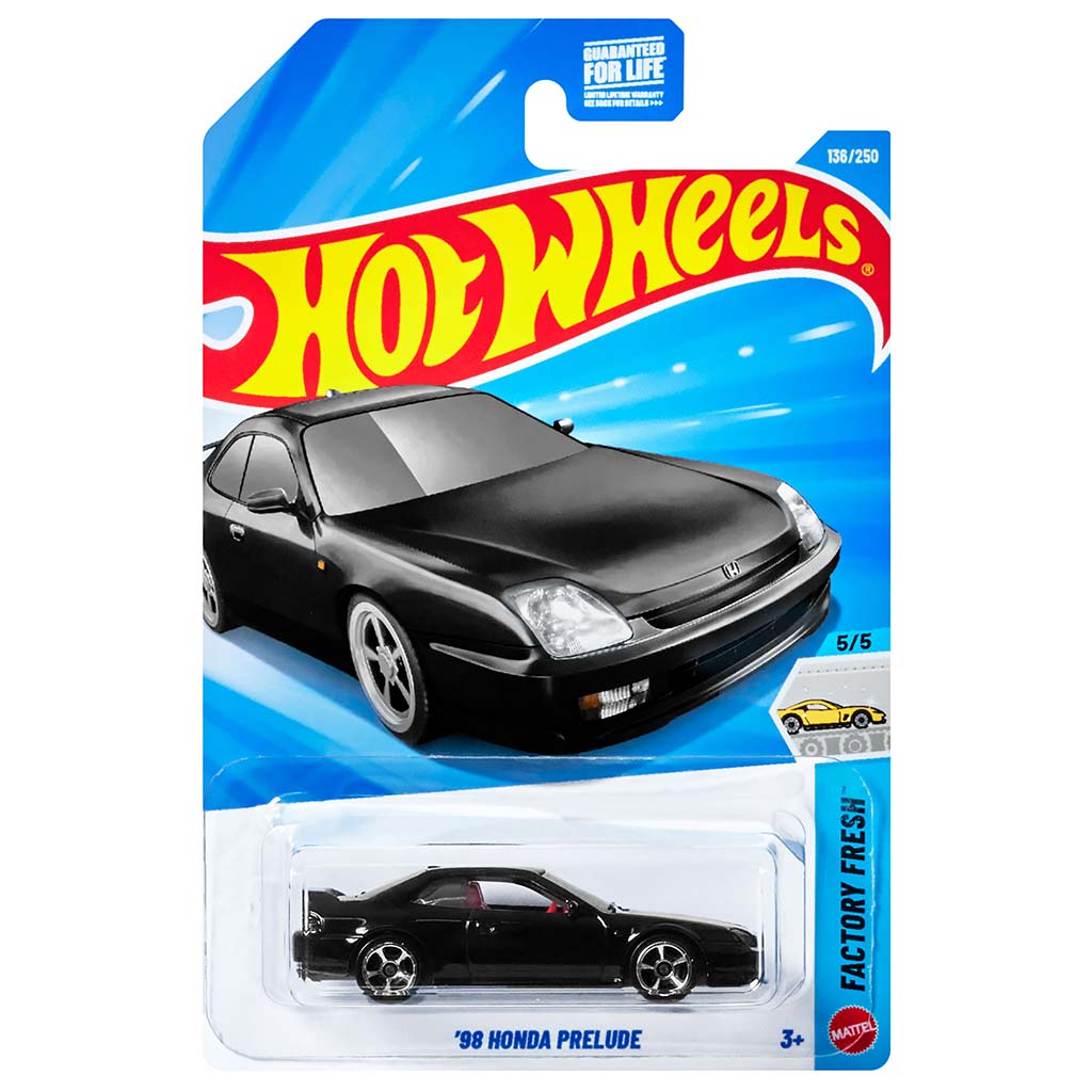 Hot Wheels: 1998 Honda Prelude schwarzes Modellauto 1/64 - Mattel
