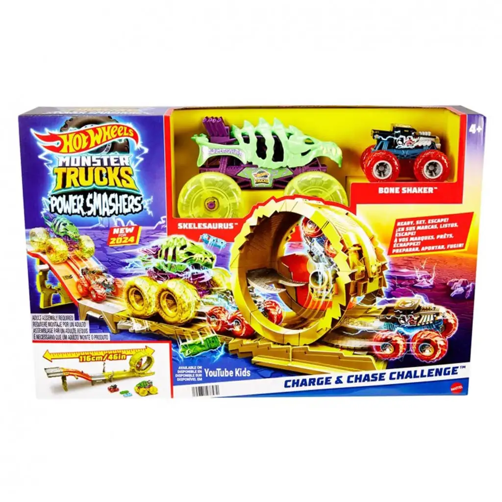 Hot Wheels Monster Trucks: Power Smasher Verfolgungs-Set - Mattel