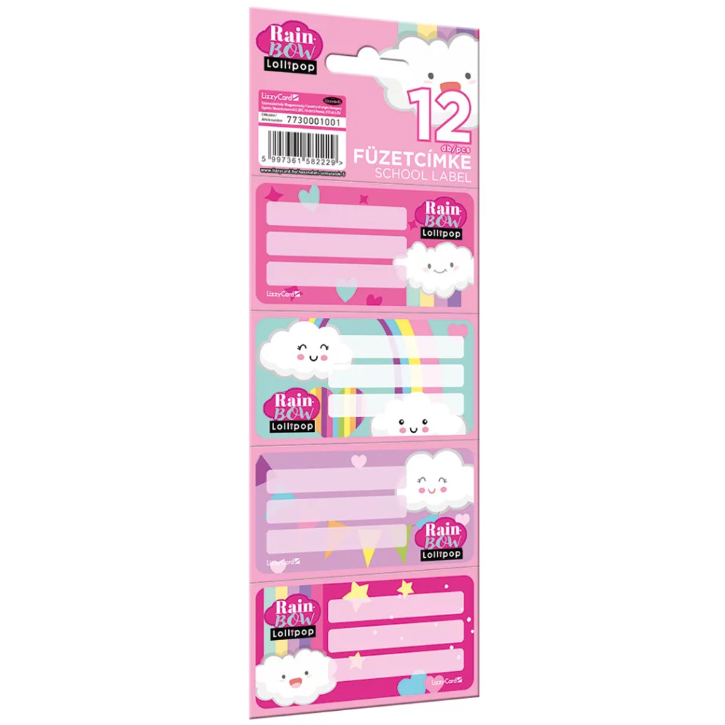 ICO: Lizzysuli Lollipop Rainbow szivárvány mintás füzet címke 22x8 cm-es íven kép 1