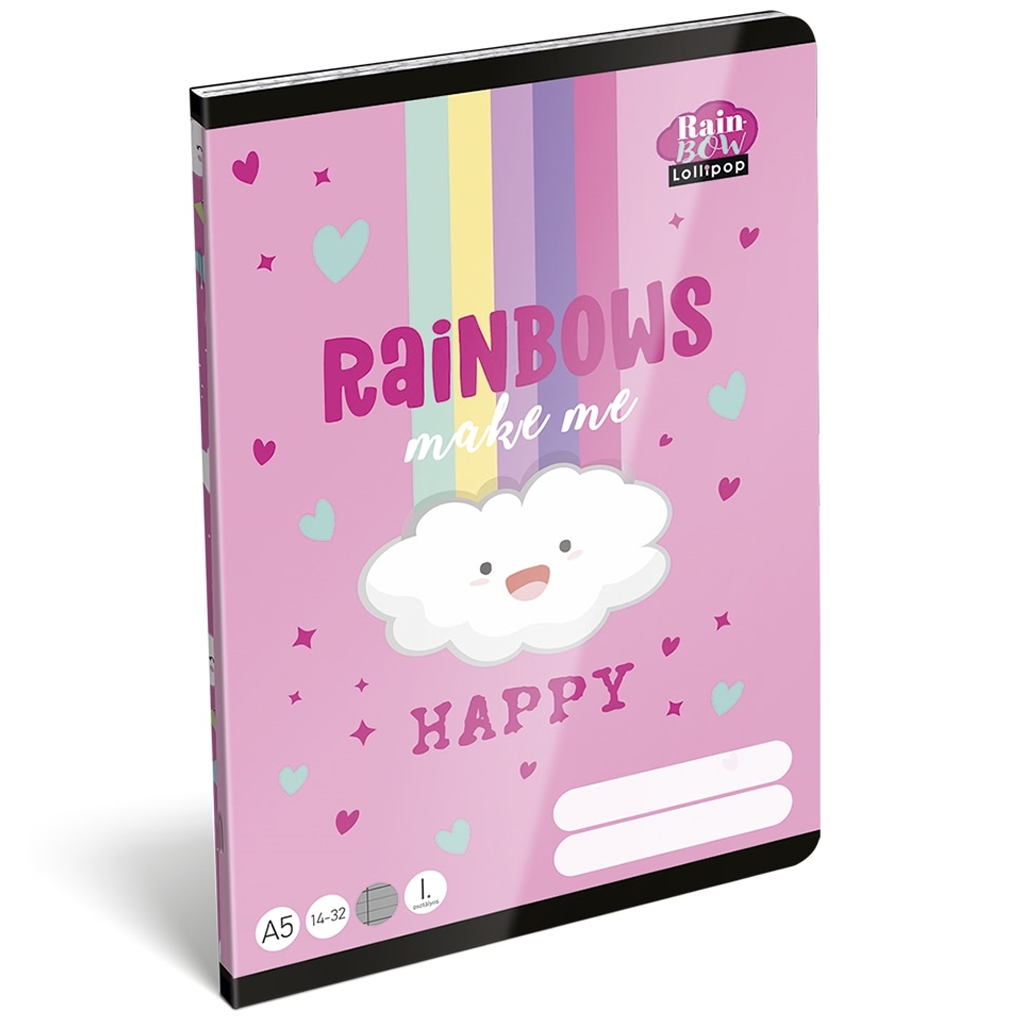 ICO: Lizzysuli Lollipop Rainbow szivárvány mintás vonalas füzet A/5 14-32 kép 1
