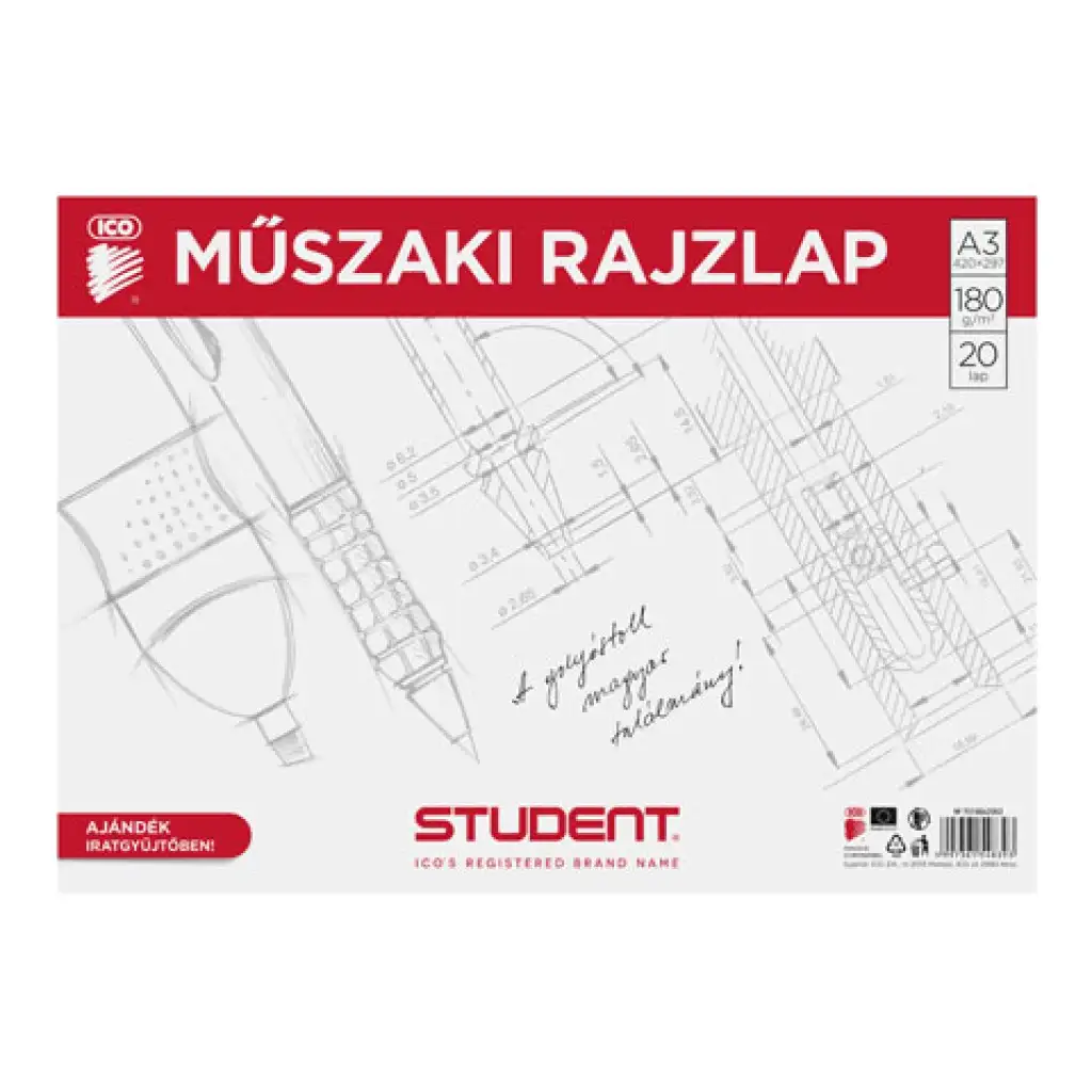 Ico: Student műszaki rajzlap ajándék iratgyűjtőben A/3 kép 1