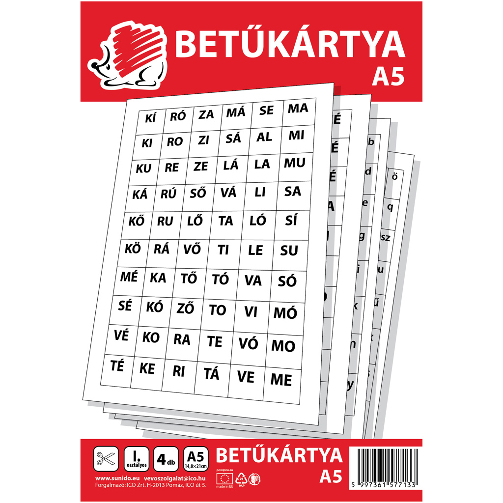 ICO: Igel-Buchstabenkarten A5, 4 Blatt