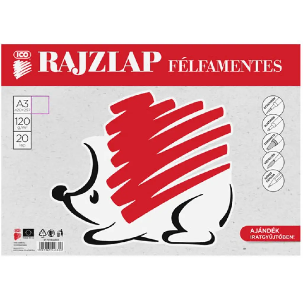 Ico: Igel halbfreies Zeichenpapier in A3-Größe, 20 Blatt