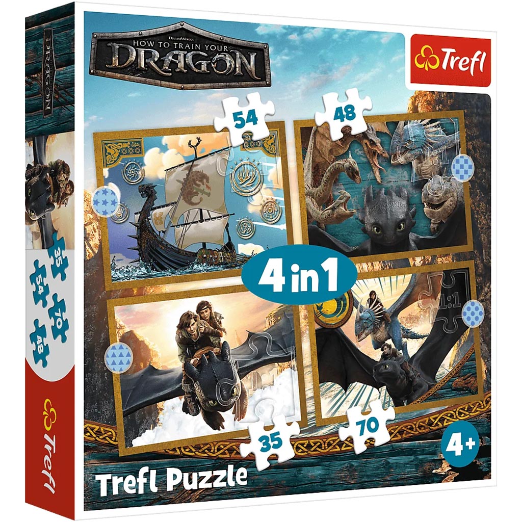 Drachenzähmen leicht gemacht 4-in-1 Puzzle – Trefl