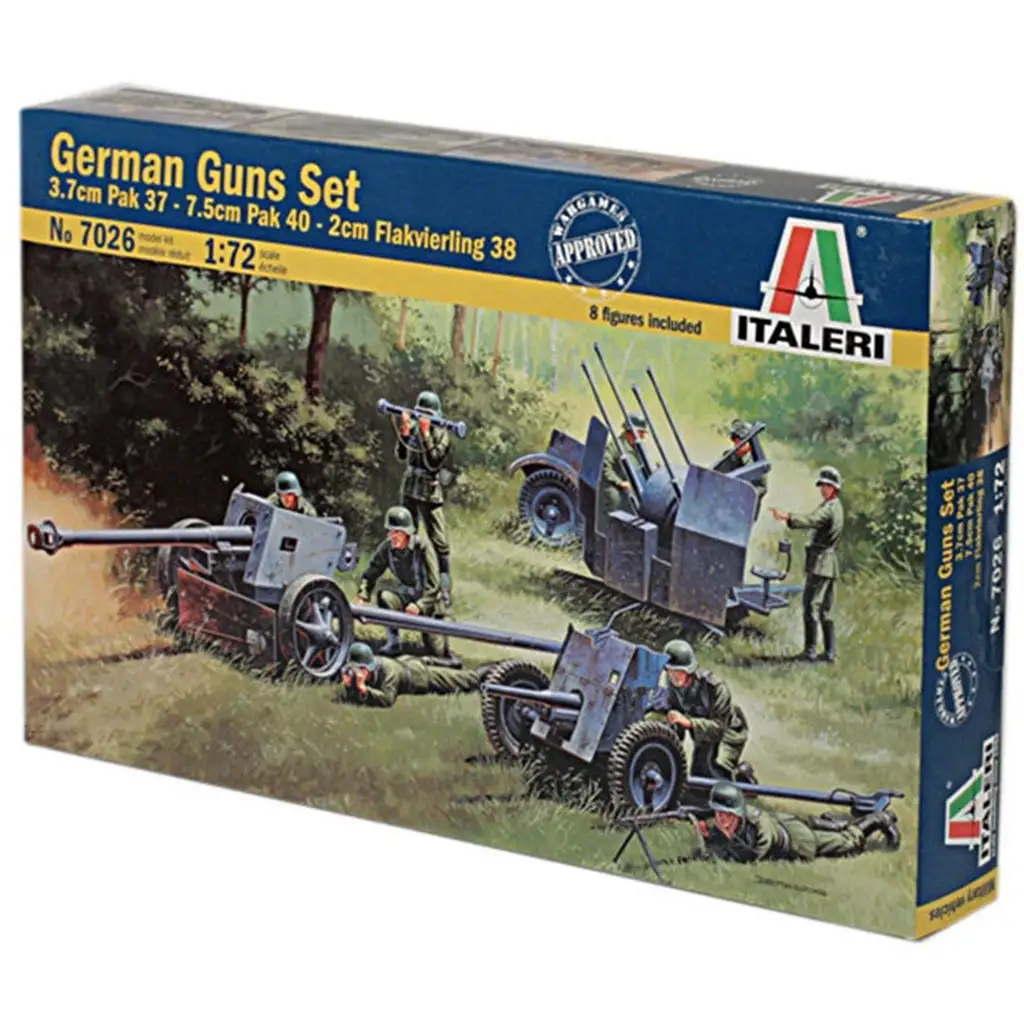 Italeri 1/72 German Guns Set tüzérségi fegyverek makett kép 1