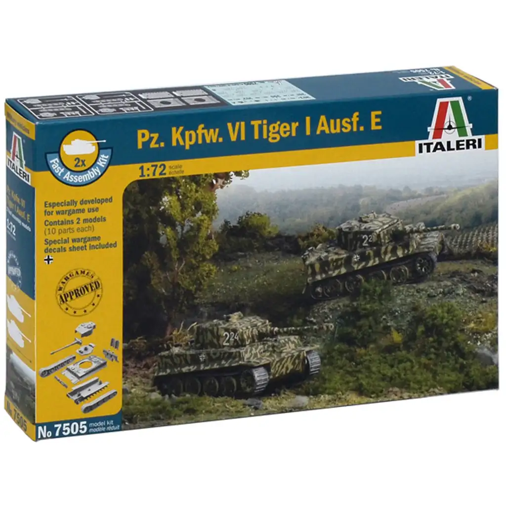 Italeri 1/72 Pz. Kpfw. VI Tiger I Ausf. E Tiger Panzer 2er Modellbausatz